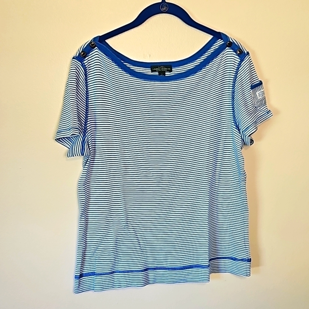 Lauren Ralph Lauren Stripe Top Short Sleeve Large